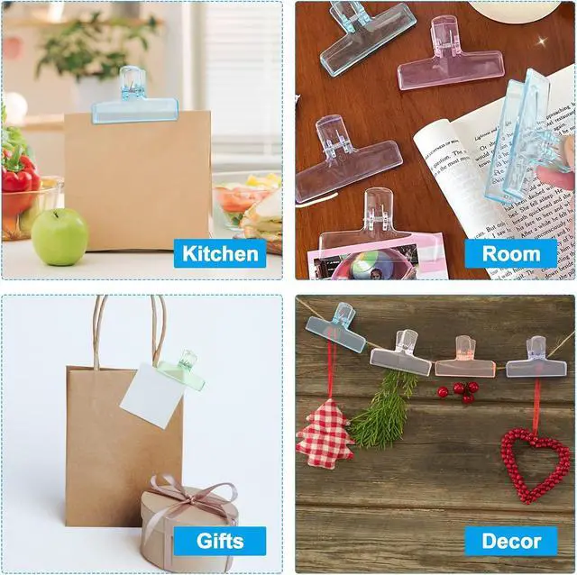 Alt view image 5 of 7 - 6 Pack Cute Chip Clips, Acrylic Clear Seal Clips for Food Storage | 6-Color Transparent Sealing Clip, Strong Spring Closure, Suitable for Kitchen Packaging Bags, Snack , Paper Storage