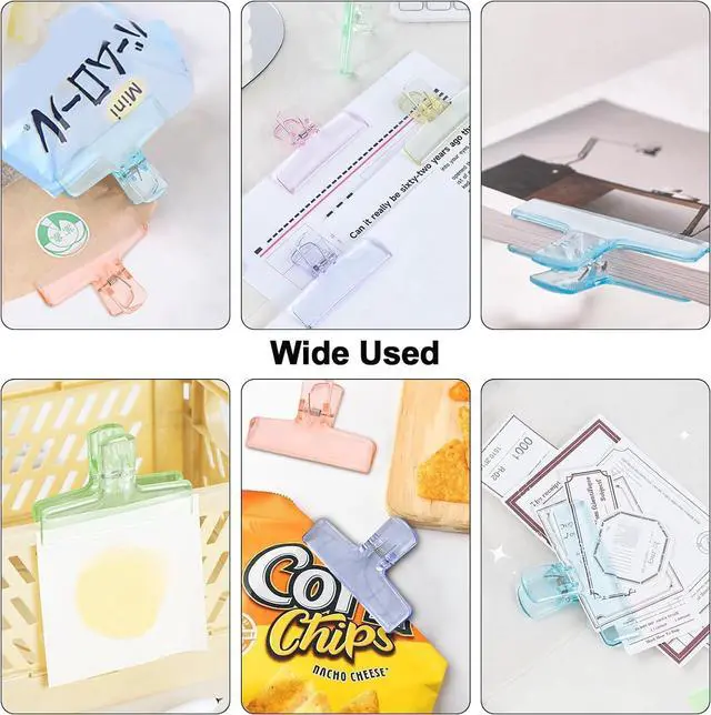 Alt view image 4 of 7 - 6 Pack Cute Chip Clips, Acrylic Clear Seal Clips for Food Storage | 6-Color Transparent Sealing Clip, Strong Spring Closure, Suitable for Kitchen Packaging Bags, Snack , Paper Storage