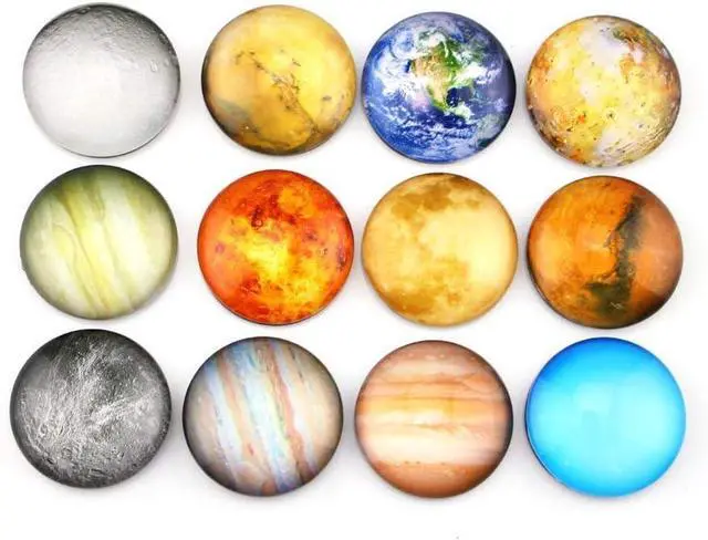 Main image of Planetary Refrigerator Magnets - 12 Pack Fridge Magnets, 1.35 Inches Diameter, Best Housewarming Home Decorations Gift.