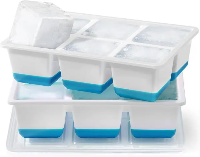 Main image of Silicone Ice Cube Trays with Lids for Freezer, 2 Pack | Large Stackable Ice Trays, BPA & LFGB Safe, Easy Release, Ideal for Cocktails, Soup, Whiskey, Dishwasher Safe