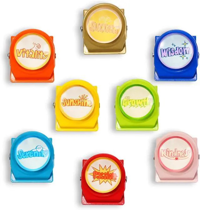 Main image of Inspirational Chip Clips with Strong Magnets, Cute Magnetic Clips for Whiteboards, Lockers and Artwork Displays, Motivational Fridge Magnets for Home Decor and Office (8Pcs Bright Mood Collection)