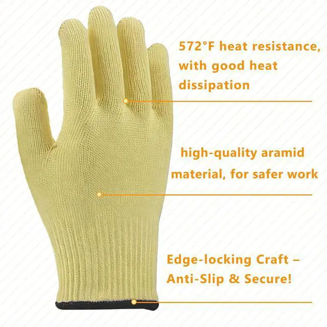 Alt view image 2 of 7 - Heat Resistant Oven Gloves for Cooking, Grilling - Durable Aramid Oven Mitts Gloves with Fingers - Full Hand Protection, Ideal for Baking, Fryer, and BBQ
