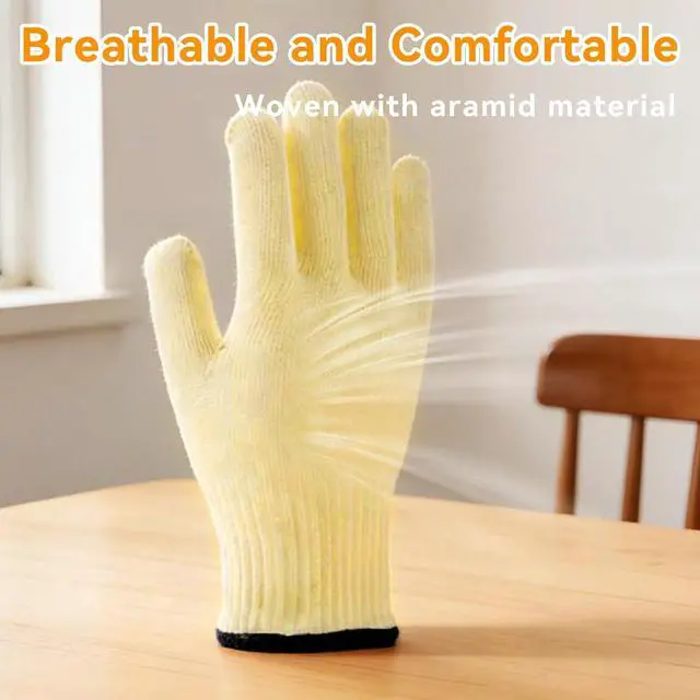 Alt view image 4 of 7 - Heat Resistant Oven Gloves for Cooking, Grilling - Durable Aramid Oven Mitts Gloves with Fingers - Full Hand Protection, Ideal for Baking, Fryer, and BBQ