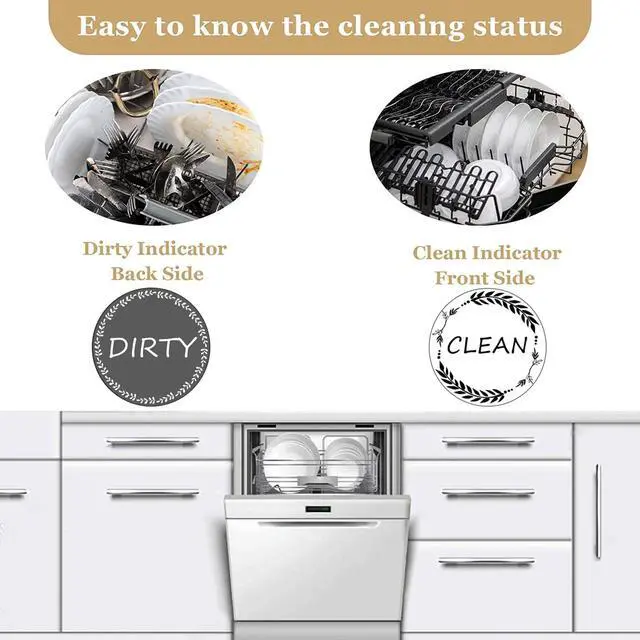 Alt view image 2 of 6 - Clean and Dirty MagnetDishwasher Magnet Clean Dirty Sign IndicatorReversible Dish Washer Sign, Double Sided Strong Kitchen Flip IndicatorApartment Must Haves Kitchen Necessities