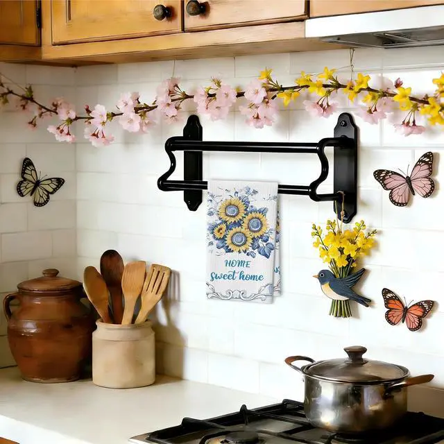 Alt view image 4 of 6 - Sunflower Kitchen Towels, Home Sweet Home Sunflower Gifts For Women, 11 | Decorative Retro Floral Tea Hand Towel For Bathroom, Pretty Flower Housewarming Gifts For Holiday Thanksgiving Christmas