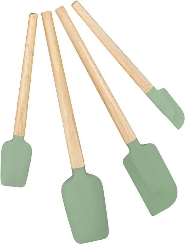 Main image of Silicone Spatula Set, Food Grade Rubber Spatula-4 Piece Nonstick Rubber Spatulas, Spoonula, Jar Scraper for Cooking, Baking, Mixing, Frosting - Heat Resistant Up to 600°F (4 Pcs Spatula Green)
