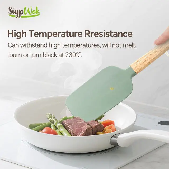 Alt view image 3 of 7 - Silicone Spatula Set, Food Grade Rubber Spatula-4 Piece Nonstick Rubber Spatulas, Spoonula, Jar Scraper for Cooking, Baking, Mixing, Frosting - Heat Resistant Up to 600°F (4 Pcs Spatula Green)