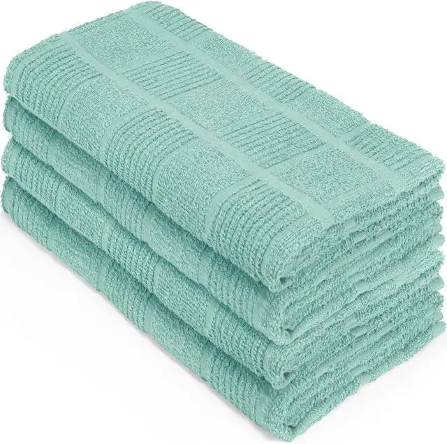 Main image of DecorRack 100% Cotton Jacquard Kitchen Towels 15x25 in, Mint Set (4 Pack)