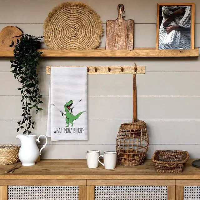 Alt view image 2 of 6 - Funny Joked Themed Kitchen Dishcloth Gifts for Hostess Mom Women Housewarming, Funny Dinosaur Hand Towels for Best Friend Bestie, Sarcastic Adult Kitchen Towels Dish Towel Dishcloth 16x24