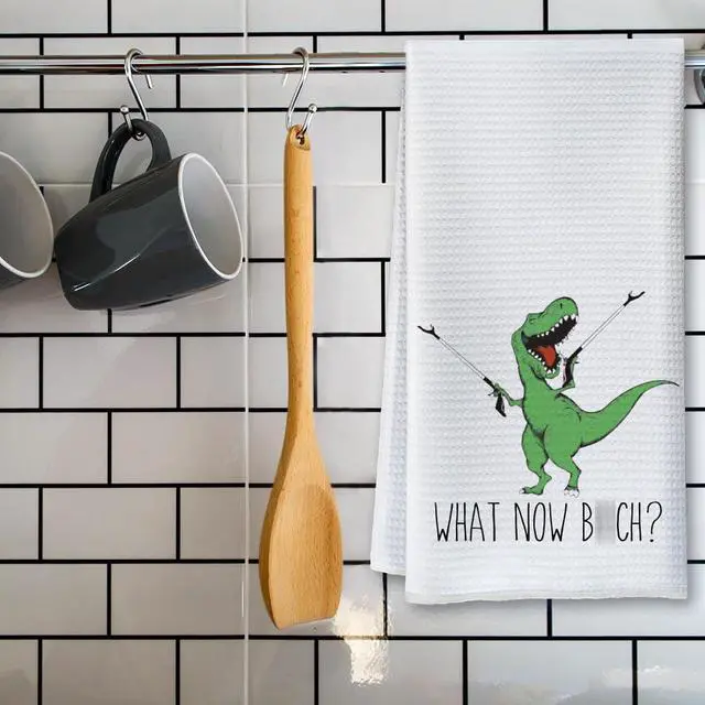 Alt view image 5 of 6 - Funny Joked Themed Kitchen Dishcloth Gifts for Hostess Mom Women Housewarming, Funny Dinosaur Hand Towels for Best Friend Bestie, Sarcastic Adult Kitchen Towels Dish Towel Dishcloth 16x24