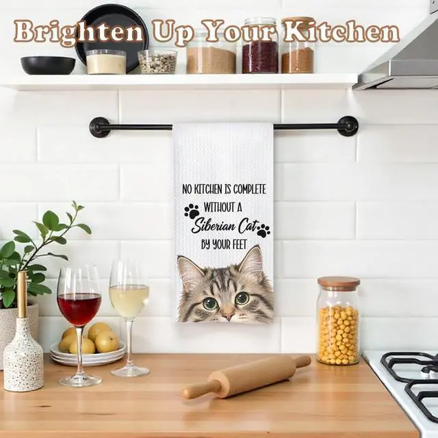 Alt view image 5 of 7 - Chicimln Funny Siberian Cat Kitchen Towels, Siberian Cat Gifts Decorative Hand Towels, Gifts for Cats Lovers Dish Tea Towel Drying Cloth for Kitchen Decor, 16x24 Inch