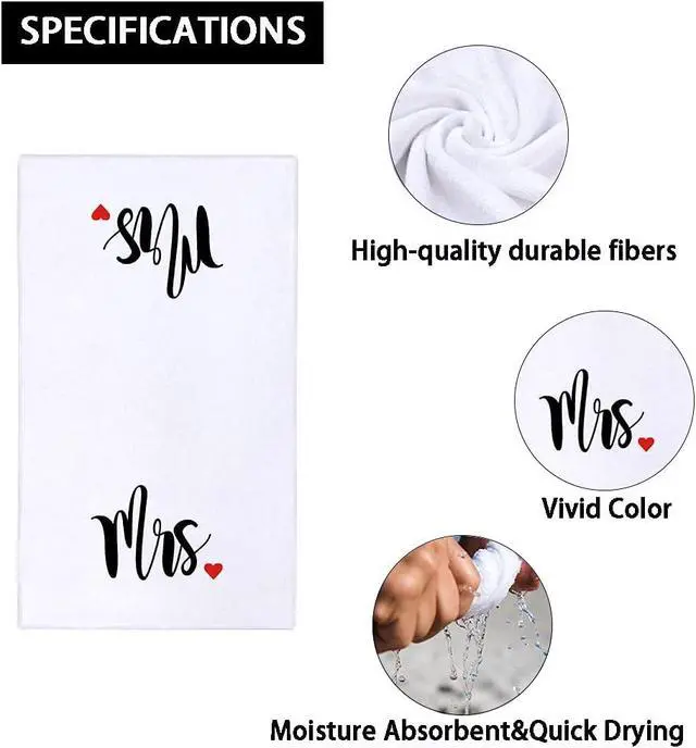 Alt view image 7 of 7 - Mr and Mrs Kitchen Dish Towel 18 x 28 Inch, Couple Newlyweds Tea Towels Dish Cloth for Cooking Baking Wedding or Engagement Gift Set of 2