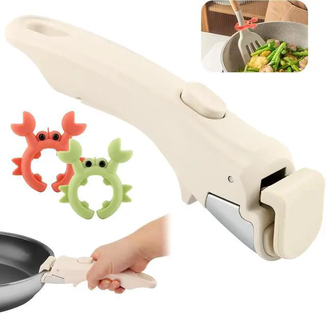 Alt view image 2 of 6 - Removable Pot Handle, Detachable Pan Handles with 2 Spoon Rests, Universal Pot Handle for All Cookware, Replacement Handles for Pots and Pans Fits All Cookware(Color:White)