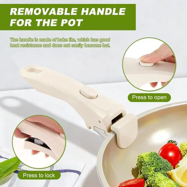 Alt view image 4 of 6 - Removable Pot Handle, Detachable Pan Handles with 2 Spoon Rests, Universal Pot Handle for All Cookware, Replacement Handles for Pots and Pans Fits All Cookware(Color:White)