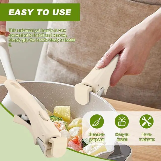 Alt view image 6 of 6 - Removable Pot Handle, Detachable Pan Handles with 2 Spoon Rests, Universal Pot Handle for All Cookware, Replacement Handles for Pots and Pans Fits All Cookware(Color:White)