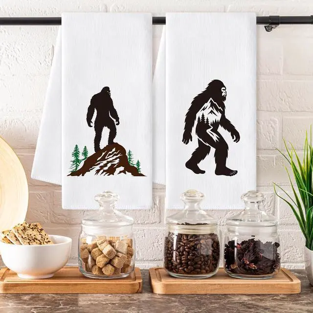 Alt view image 5 of 7 - Funny Gorillas Hand Towel - 6Pcs Forest Mountain Gorilla Theme Kitchen Dishcloths Set Polyester Soft Towels for Bathroom Accessories Home Dining Decor Housewarming Gifts for Men Women