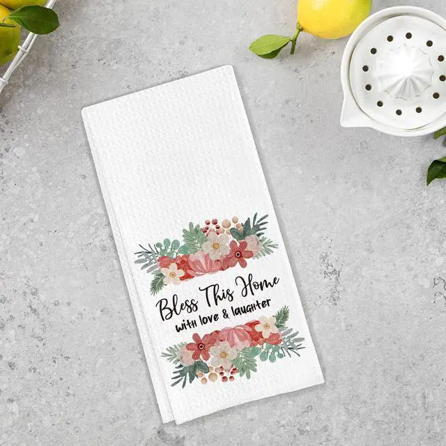 Alt view image 3 of 6 - Bless This Home Bathroom Towels Gifts for New Homeowners, Kitchen Absorbent Towels 2025 Housewarming Gifts Suitable for Men Women 16 * 24in