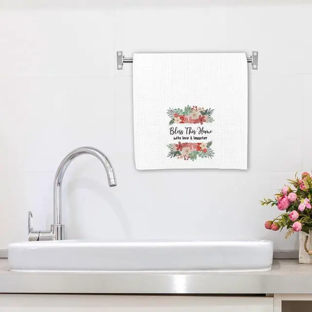 Alt view image 4 of 6 - Bless This Home Bathroom Towels Gifts for New Homeowners, Kitchen Absorbent Towels 2025 Housewarming Gifts Suitable for Men Women 16 * 24in