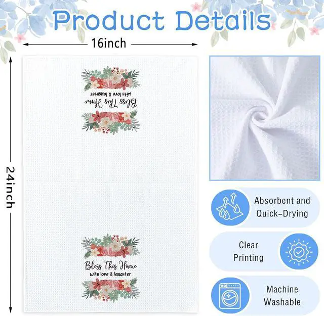 Alt view image 6 of 6 - Bless This Home Bathroom Towels Gifts for New Homeowners, Kitchen Absorbent Towels 2025 Housewarming Gifts Suitable for Men Women 16 * 24in