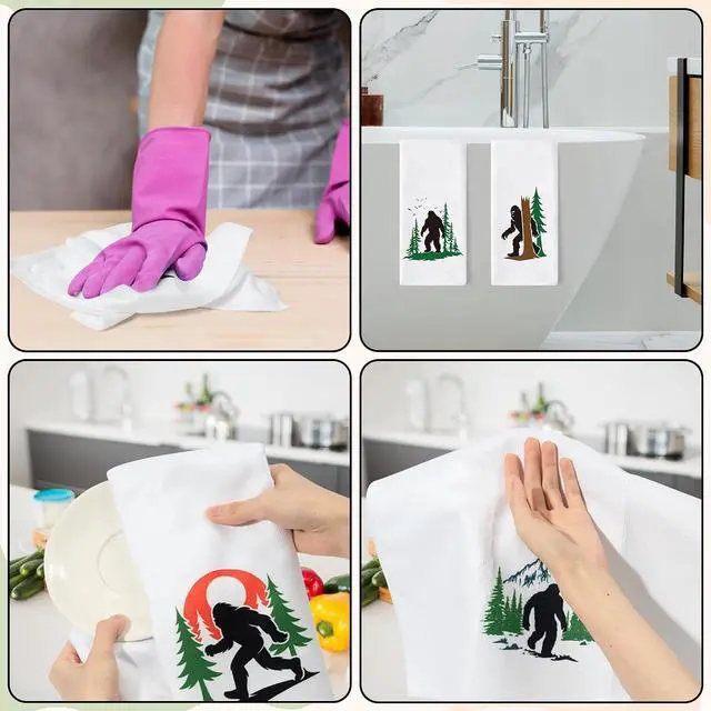 Alt view image 7 of 7 - Funny Gorillas Hand Towel - 6Pcs Forest Mountain Gorilla Theme Kitchen Dishcloths Set Polyester Soft Towels for Bathroom Accessories Home Dining Decor Housewarming Gifts for Men Women