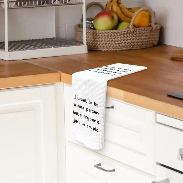 Alt view image 2 of 6 - Funny Kitchen Towels Dish Towel Dishcloth 16x24 Inches, Funny Dish Towels with Sayings Towel Decorative Absorbent Hand Tea Towels for Kitchen Bathroom Decor, Humorous Gifts for Women Men