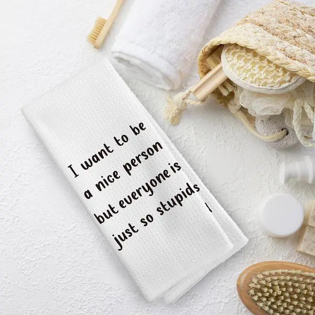 Alt view image 5 of 6 - Funny Kitchen Towels Dish Towel Dishcloth 16x24 Inches, Funny Dish Towels with Sayings Towel Decorative Absorbent Hand Tea Towels for Kitchen Bathroom Decor, Humorous Gifts for Women Men