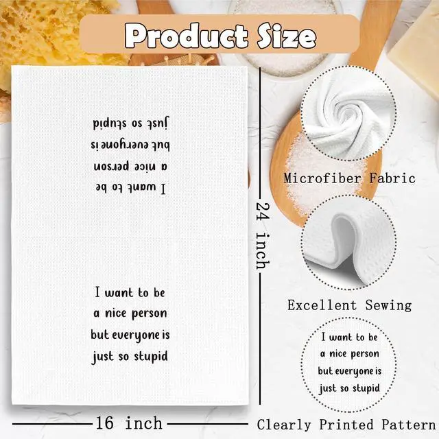 Alt view image 6 of 6 - Funny Kitchen Towels Dish Towel Dishcloth 16x24 Inches, Funny Dish Towels with Sayings Towel Decorative Absorbent Hand Tea Towels for Kitchen Bathroom Decor, Humorous Gifts for Women Men