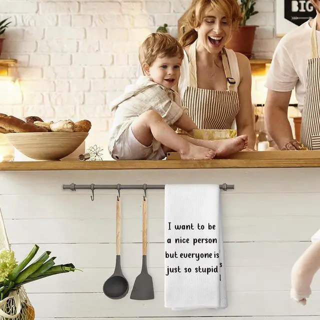 Alt view image 4 of 6 - Funny Kitchen Towels Dish Towel Dishcloth 16x24 Inches, Funny Dish Towels with Sayings Towel Decorative Absorbent Hand Tea Towels for Kitchen Bathroom Decor, Humorous Gifts for Women Men