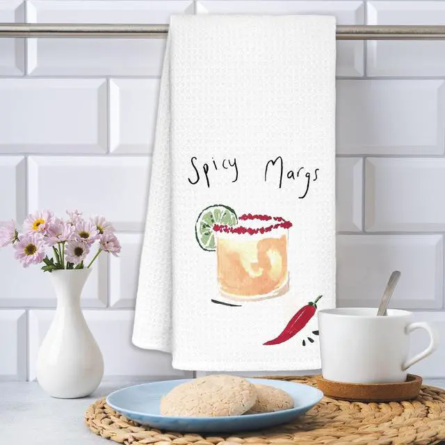 Alt view image 4 of 6 - Margarita Lovers Gifts for Women Decorative Kitchen Hand Towels, 16x24 Inch, Spicy Margaritas Cocktail Dish Tea Towels for Kitchen Bar Cart Pub Decor