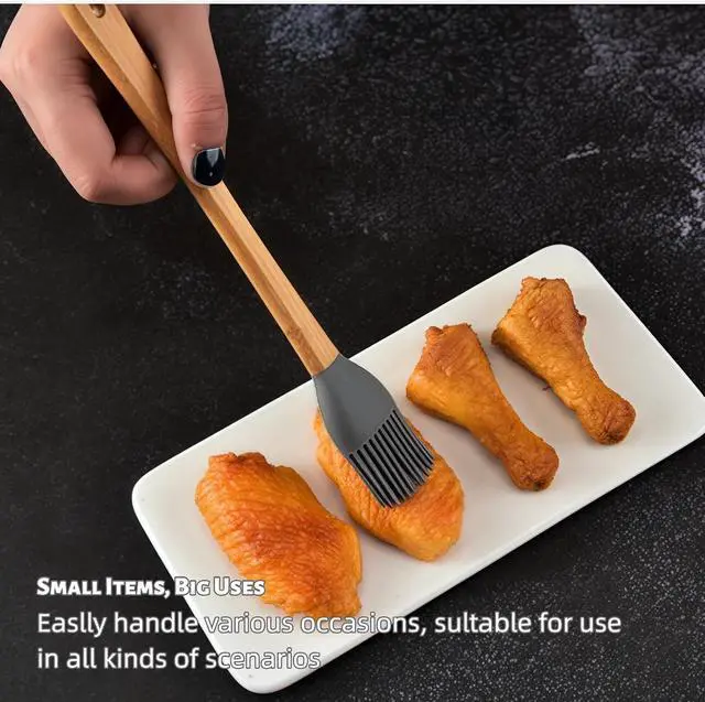Alt view image 2 of 7 - 5 Piece Silicone Spatulas,Mini Rubber Spatula Bamboo Handle,Heat Resistant Silicone Set,Non-Stick Kitchen Utensils For Baking,Cooking and Stir(colorful)