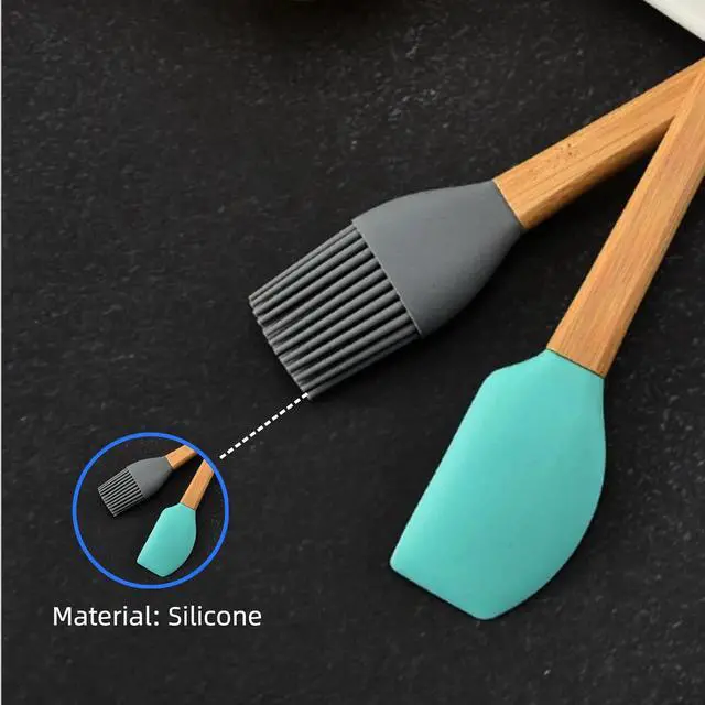 Alt view image 4 of 7 - 5 Piece Silicone Spatulas,Mini Rubber Spatula Bamboo Handle,Heat Resistant Silicone Set,Non-Stick Kitchen Utensils For Baking,Cooking and Stir(colorful)