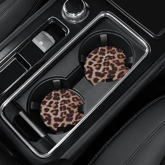 Main image of 4 Pack Car Coasters, 2.75inch Leopard Print Cup Holder Coasters for Car, Neoprene Cup Pad Mat Coaster for Cup Holders for Women