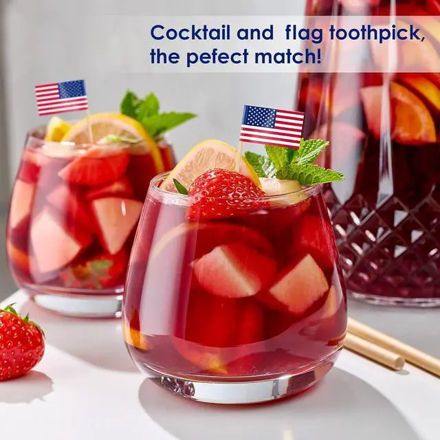 Alt view image 5 of 7 - AhfuLife Toothpick Flags Cocktail Picks, 100/200 Pcs Small Tiny Cupcake Toppers Double-sided (USA, 200)