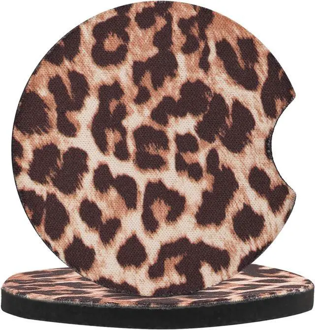 Alt view image 3 of 7 - 4 Pack Car Coasters, 2.75inch Leopard Print Cup Holder Coasters for Car, Neoprene Cup Pad Mat Coaster for Cup Holders for Women