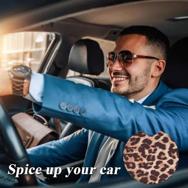 Alt view image 7 of 7 - 4 Pack Car Coasters, 2.75inch Leopard Print Cup Holder Coasters for Car, Neoprene Cup Pad Mat Coaster for Cup Holders for Women
