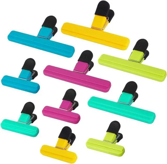 Main image of Chip Bag Clips, 10 Pack Food Bag Clips, Large Bag Clips Kitchen Clips for Food Storage with Air Tight Plastic Heavy Seal Grip (Assorted Sizes and Colors)
