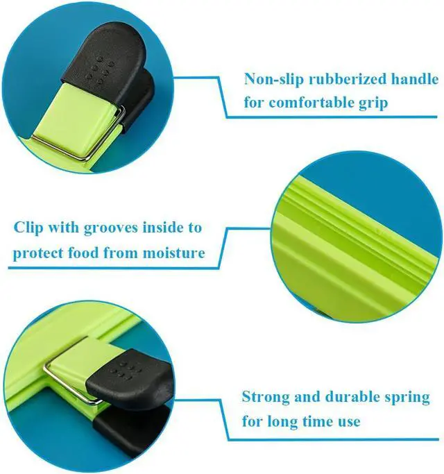 Alt view image 3 of 7 - Chip Bag Clips, 10 Pack Food Bag Clips, Large Bag Clips Kitchen Clips for Food Storage with Air Tight Plastic Heavy Seal Grip (Assorted Sizes and Colors)