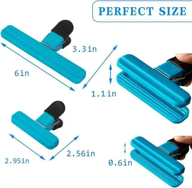 Alt view image 4 of 7 - Chip Bag Clips, 10 Pack Food Bag Clips, Large Bag Clips Kitchen Clips for Food Storage with Air Tight Plastic Heavy Seal Grip (Assorted Sizes and Colors)