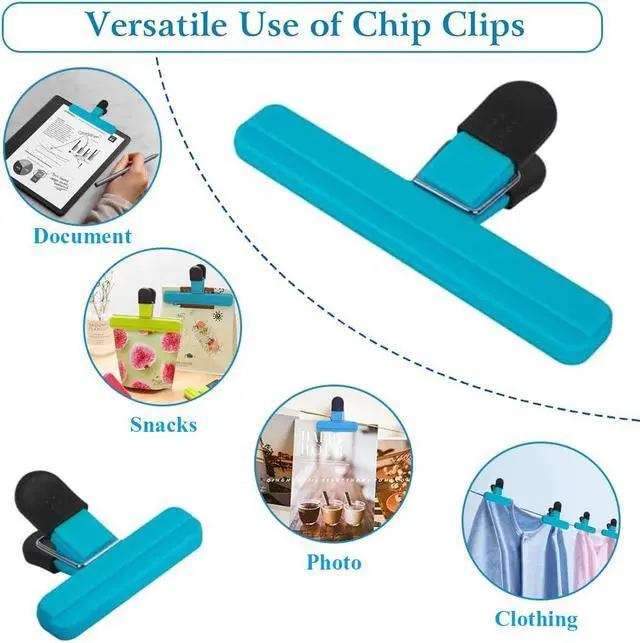 Alt view image 5 of 7 - Chip Bag Clips, 10 Pack Food Bag Clips, Large Bag Clips Kitchen Clips for Food Storage with Air Tight Plastic Heavy Seal Grip (Assorted Sizes and Colors)