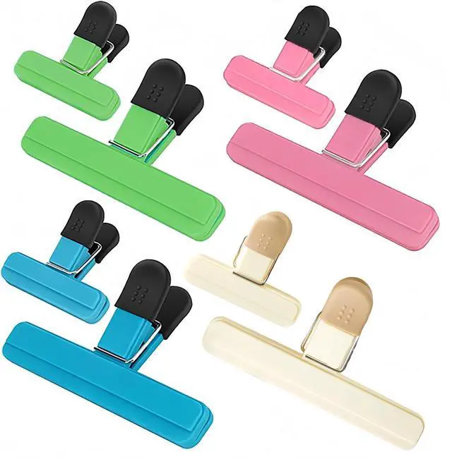 Main image of Chip Clips, 8 Pack Food Clips, Snack Bag Clip, Plastic Heavy Duty Seal Grips for Food Storage, Home, Office and More (4 x L, 4 x S)