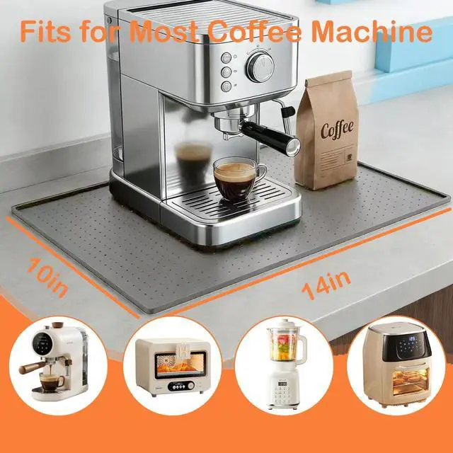 Alt view image 3 of 6 - Coffee Machine Mat, 10x14 Inch Silicone Coffee Maker Mat for Counter, Spill Proof Splash Guard for Espresso Machine, Heat Resistant & Easy Clean Barista Mat for Coffee Bar Accessories (Grey)
