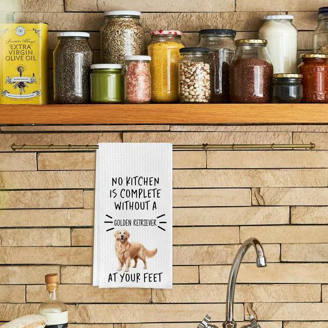 Alt view image 2 of 5 - Golden Retriever Kitchen Towels - Golden Retriever Gifts, Golden Retriever Decor for Kitchen, Golden Retriever Dish Towel 16 X 24 Inches (Chenille)