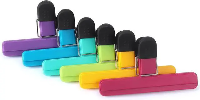 Alt view image 2 of 7 - Tamaki 6 Pack Large Chip Bag Clips Assorted Color Food Clips, 6 x 3.5 Inch | Plastic Heavy Duty Seal Grip
