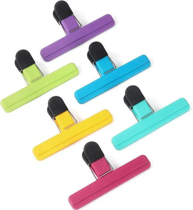 Alt view image 3 of 7 - Tamaki 6 Pack Large Chip Bag Clips Assorted Color Food Clips, 6 x 3.5 Inch | Plastic Heavy Duty Seal Grip