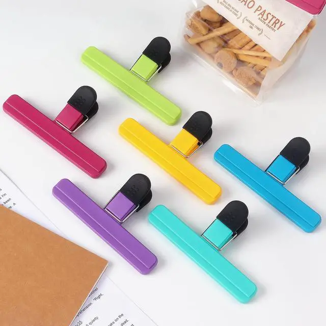 Alt view image 7 of 7 - Tamaki 6 Pack Large Chip Bag Clips Assorted Color Food Clips, 6 x 3.5 Inch | Plastic Heavy Duty Seal Grip