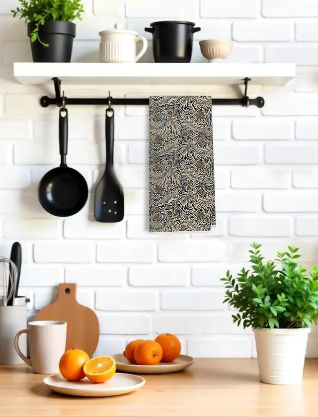 Alt view image 3 of 7 - Vintage Botanical Floral Dish Towels, Retro Leaf Flower Tea Towels for Kitchen and Bathroom, Cottagecore Decor, 16x24 Inch
