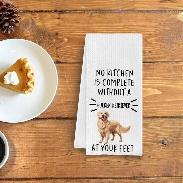 Alt view image 3 of 5 - Golden Retriever Kitchen Towels - Golden Retriever Gifts, Golden Retriever Decor for Kitchen, Golden Retriever Dish Towel 16 X 24 Inches (Chenille)