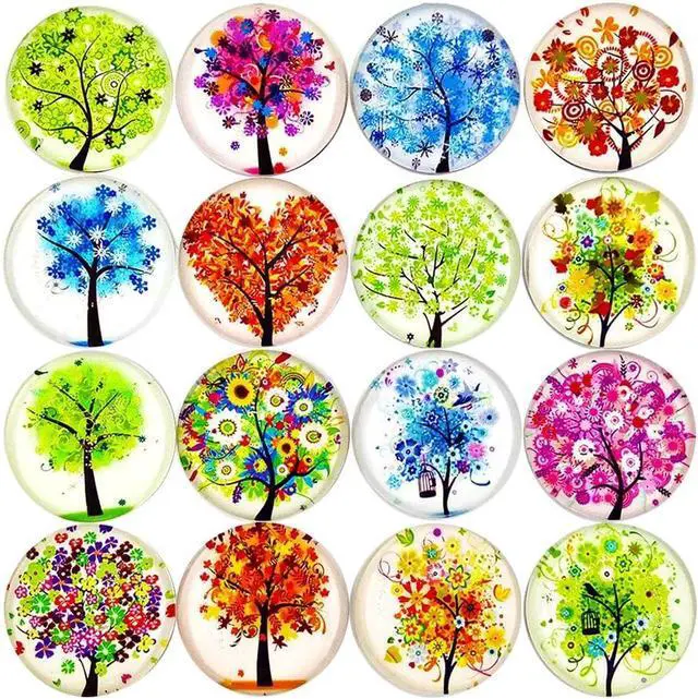 Main image of ALIGLE 16pcs Beautiful Glass Refrigerator Magnets Fridge Stickers Funny for Office Cabinets Whiteboards Tree of Life Decorative Photo Abstract (Tree of Life)