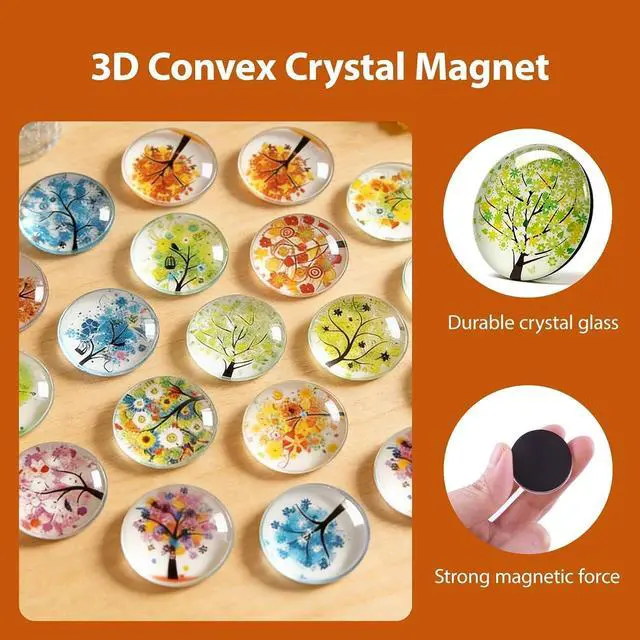 Alt view image 2 of 7 - ALIGLE 16pcs Beautiful Glass Refrigerator Magnets Fridge Stickers Funny for Office Cabinets Whiteboards Tree of Life Decorative Photo Abstract (Tree of Life)