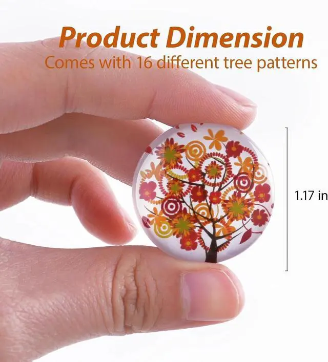 Alt view image 3 of 7 - ALIGLE 16pcs Beautiful Glass Refrigerator Magnets Fridge Stickers Funny for Office Cabinets Whiteboards Tree of Life Decorative Photo Abstract (Tree of Life)
